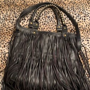 Black Fringe Satchel/Crossbody